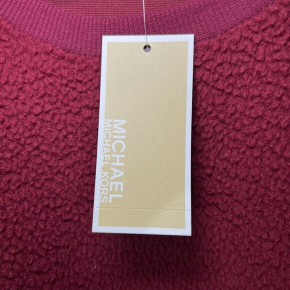 Michael Kors Fleece Sweater Womens Size XL Red Round Neck Oversized Tunic NWT - Picture 8 of 13